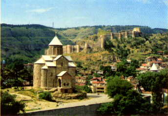 Metekhi church and Harikala fortress